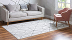 Rugs.com Lattice Trellis Collection Rug – 3' x 5' White Low-Pile Rug Perfect for Living Rooms, Large Dining Rooms, Open Floorplans