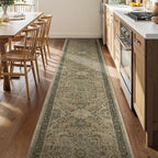Moody 3x10 Long Hallway Runner Rug, Vintage Distressed Medallion Carpet Runners for Entryway, Low Pile Thin Runner Rug Non Slip Washable for Kitchen/Mudroom/Foyer/Bedroom, Multi Brown/Olive