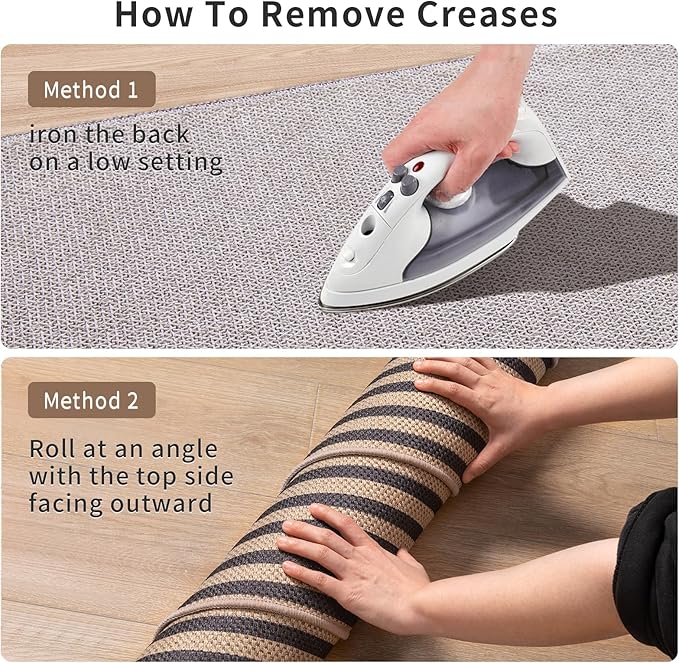 Tangsoo Rainbow Easy Jute Rug 2x6 Washable Runner for Hallways,Non-Slip Ultra Thin Dark Brown Outdoor Runner Carpet,Contemporary Kitchen Door Mat for Laundry Bedroom Entryway Porch