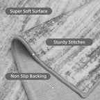 PADOOR Modern Abstract Runner Rug - 2x8 Washable Hallway Rugs, Ultra Soft Non-Slip Low Pile Floor Rugs for Hallway Entryway Kitchen Bedroom Bedside Laundry Room Black