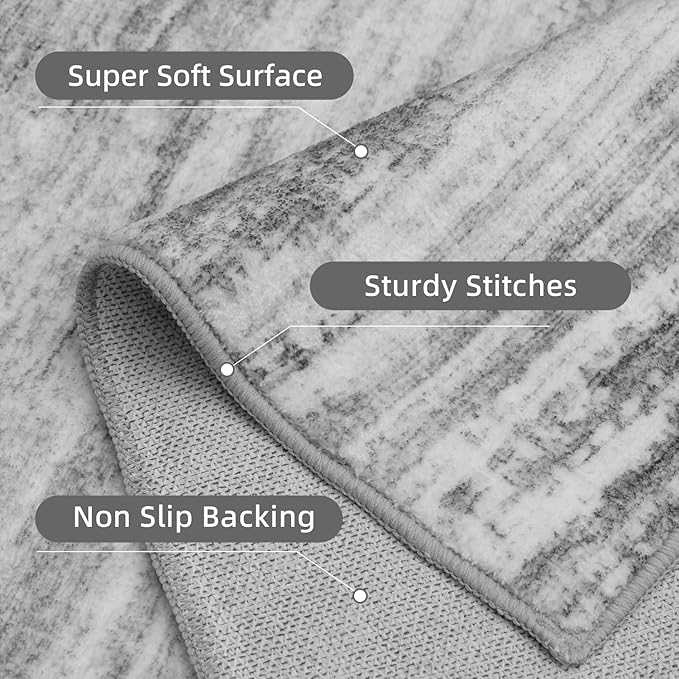 PADOOR Modern Abstract Entryway Rug - 2x3 Washable Rugs Non-Slip Door Mat, Ultra Soft Low Pile Floor Rugs Doormat for Entrance Front Door Indoor Black