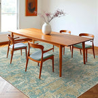 WITSHOCK Living Room Area Rugs 7x9：Modern Abstract Machine Washable Large Rug for Bedroom Dining Room Non-Slip Stain Resistant Home Office Decor,Teal Brown