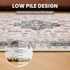zesthome 6x9 Area Rug, Super Soft Washable Rugs for Living Room, Non-Slip Stain Resistant Vintage Rugs, Ultra-Thin Large Area Rugs (Multi,6'x9')