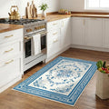 SOULFUL Medium Pile 3x5 Area Rug - Cozy Soft Underfoot Small Entryway Rug - Blue Boho Floral - Washable Non-Slip - Perfect for Living Room Bedroom Foot Kids Room Reading Nook