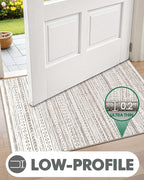 LUMI Ultra Thin Door Mat, 32x47 Non Slip Indoor Doormat Entrance Washable Rugs Entryway Oriental Vintage Soft Carpet for Kitchen Bedroom Front Door, White and Brown