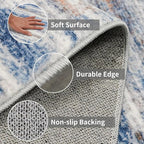 3x18 Washable Hallway Runner Rug: Extra Long Runners for Entryway Living Room Dining Room - Stain and Water Resistant Rugs with Non-Slip Backing - Soft Low-Pile Carpet 18ft Navy Grey