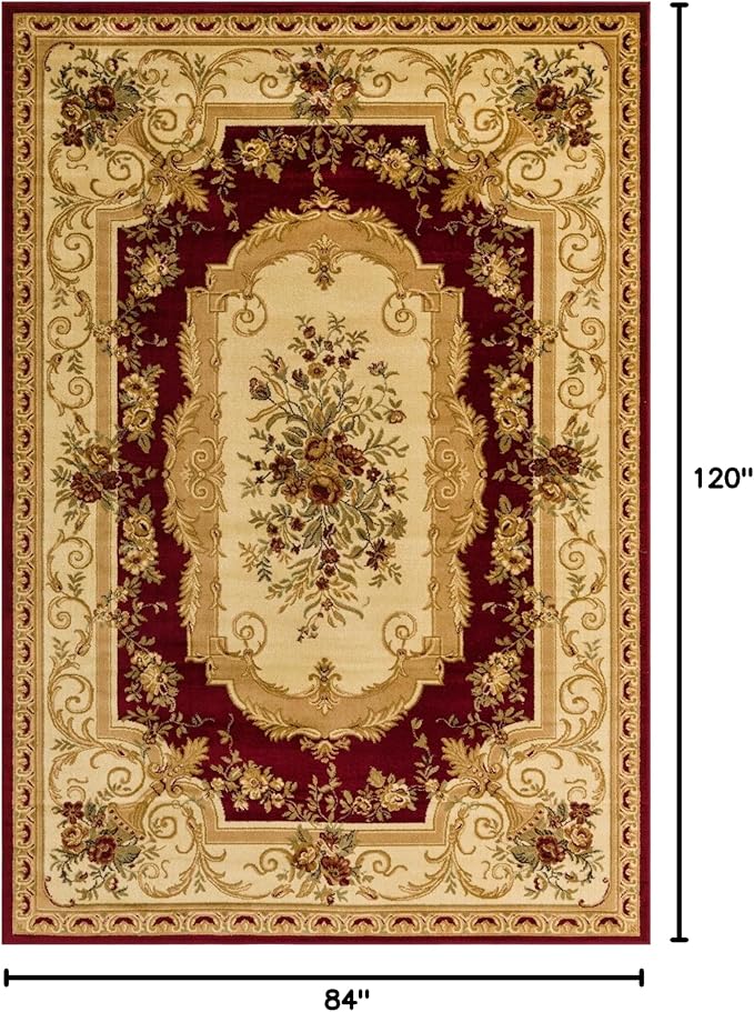 Rugs.com Chateau Collection Rug – 7' x 10' Red Medium Rug Perfect for Bedrooms, Dining Rooms, Living Rooms