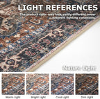 KOZYFLY Runners for Hallways 2x6 Ft Washable Kitchen Runner Rug Boho Runner Rug for Entryway Indoor Printed Oriental Faux Wool Floor Carpet Runner for Bedroom Kitchen Hall, Red/Navy Blue/Brown