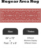 HUGEAR Christmas 2x6 Runner Rug Machine Washable Red Hallway Area Rugs Indoor Accent Rugs Floral Low Pile Carpet Distressed Throw Rug Bedroom Living Room Office Dining Kitchen Laundry Non Slip