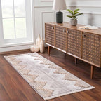 Hauteloom Maulawin Farmhouse Living Room Bedroom Southwestern Tribal Area Rug - Soft Shaggy High Low Carpet - High Pile - Bohemian, Boho - Gray, Brown, Beige, Cream - 6'7" x 9'