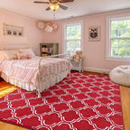 Amearea Fluffy Indoor Area Rug, Soft Trellis Moroccan Rugs for Bedroom, Shag Modern Area Rug for Living Room Kids Room Nursery, Easy Clean, Home Decor Low Pile Carpet, Wine Red 7x10 Feet