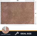 PURRUGS Easy Care Area Rug 6ft x 9ft, Non-Slip Washable Entryway Rug, Stain Resistant Accent Rug for Hallway, Living Room, Bedroom and Mudroom, Brown-Light Cream