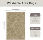 Bavni Clearance 2x3 Rugs for Entryway Indoor, Machine Washable Area Rug Non Slip, Vintage Distressed Throw Rugs, Ultra-Thin Small Entry Carpet, Low Pile Door Mat for Entrance, Bedroom, Bathroom, Brown