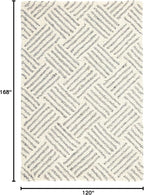Dash & Albert Layers Grey Hand Hooked Wool Rug, 9.5 X 13.5 Feet, Grey/Ivory Geometric Pattern