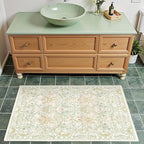 Sage Green Soft Bedside Non Slip Washable Rugs, 2x3 Farmhouse Small Rug for Kitchen, Indoor Entrance, Laundry, Bathroom - Boho Throw Front Door Mat, Soft Cottagecore Art Deco Carpet with Low Pile