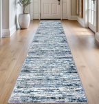 Modern Abstract Runner Rug 2.6x14, Grey Blue White Washable Long Kitchen Runner Non-Slip Soft Hallway Rug Runner Thin Print Faux Wool Carpet for Entryway Bedroom Laundry Room Indoor Home Decor