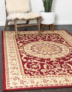Unique Loom Versailles Collection Traditional Classic Medallion Floral Motif Area Rug (6' 0 x 9' 0 Rectangular, Burgundy/ Ivory)