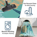Tritard Coastal Area Rugs Nautical Beach Themed Non-Slip Machine Washable Rugs Modern Floor Carpet for Living Room Bedroom, 5x7, Teal and Turquoise