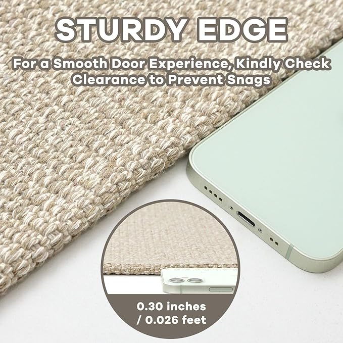 EARTHALL Washable Runner Rug 2x6 Ft Non Slip Runners for Hallways Cotton Rubber Backed Kitchen Runner Braided Indoor Floor Carpet Runners for Entryway, Hallway, Kitchen, Bedroom, Send/Beige
