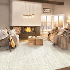 8x10 Area Rugs for Living Room, Washable Large Area Rug Neutral Modern Abstract Bedroom Rug Soft Non Slip Low Pile Stain Resistant Indoor Carpet for Nursery Kids Dining Room Office(Beige, 8'x10')