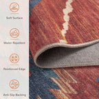 Area Rug 5x7 Rug Machine Washable Non-Slip Low Pile Print Pattern Western Rug for Living Room Bedroom Entryway Tribal Series -Red/Orange