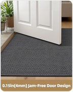 Color&Geometry Ultra-Thin Indoor Door Mat, 27"x59" Low-Profile Non-Slip Entryway Rug with Modern Geometric Texture, Washable Doormat for Entrance, Front Doors, Grey (Rolled-up NO Creases)