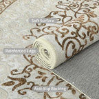 Easy-Going Boho Neutral Area Rug 3x5 Entryway Rug Washable Inside Door Mats for Home Entrance Non-Slip Floral Brown Small Rugs for Entry Living Room Bedroom Kitchen Bathroom Office Lightweight Carpet