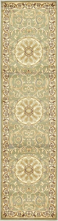 Unique Loom Versailles Collection Traditional Classic Medallion Floral Motif Area Rug (2' 7 x 10' 0 Runner, Green/ Ivory)