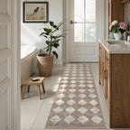 Lahome Moroccan Treills 2x8 Washable Hallway Runner Rug, Non Slip Bathroom Kitchen Carpet Runners, Checkered Modern Soft Runner for Entryway Living Room, Beige