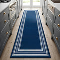 Beverly Rug Non Slip Area Rugs 2x7 Modern Bordered Non Skid Rubber Backing Soft Runner Rug for Living Dining Room Easy to Clean Non Shedding Kitchen Bedroom Indoor Carpet 2 x 7 Navy
