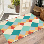 Geometric Indoor Rugs for Entryway - 2x3ft - Colorful Retro Mid Century Modern Washable Non Slip Low Pile Small Area Rug for Bedroom, Geometric Carpet Home Decor & Gifts