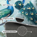 Peacock Rugs for Living Room - 4x5 Rug, Classic Peacock Floral Area Rugs for Bedroom, Teal Turquoise Rug, Modern Style Washable Carpet, Aesthetics Carpet - Peafowl Home Decor & Gifts