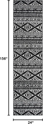 SAFAVIEH Tulum Collection Runner Rug - 2' x 13', Black & Ivory, Moroccan Boho Tribal Design, Non-Shedding & Easy to Clean, Ideal for Living Room, Hallway, Foyer, Bedroom (TUL272Z)