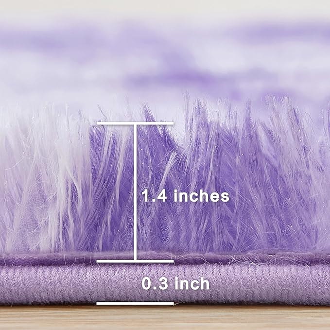 Andency Soft Area Rugs for Living Room Bedroom, 4x6 Fluffy Shaggy Bedside Rug, Non-Slip Large Shag Fuzzy Plush Carpets for Bedroom Kids Dorm Nursery Home Decor Aesthetic, Tie-Dyed Purple