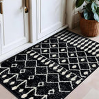 Rugshop Boho Black and White Tribal Area Rug – Geometric Diamond and Stripe Pattern Carpet for Living Room, Bedroom, or Entryway – Soft Modern Bohemian Floor Décor 2' 3" x 4' Black