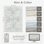 Distressed 2x3 Kitchen Rugs Washable Non Slip, Transitional Farmhouse Door Mat Indoor Entrance Entryway, Small Low Pile Rugs for Bedroom/Bathroom Vanity/Laundry Room, Off White/Light Grey