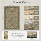 Vintage Distressed 2x3 Kitchen Rugs Washable Non Slip, Moody Medallion Door Mat Indoor Entrance Entryway, Small Low Pile Rugs for Bedroom/Bathroom Vanity/Laundry Room, Multi Brown/Slate Green