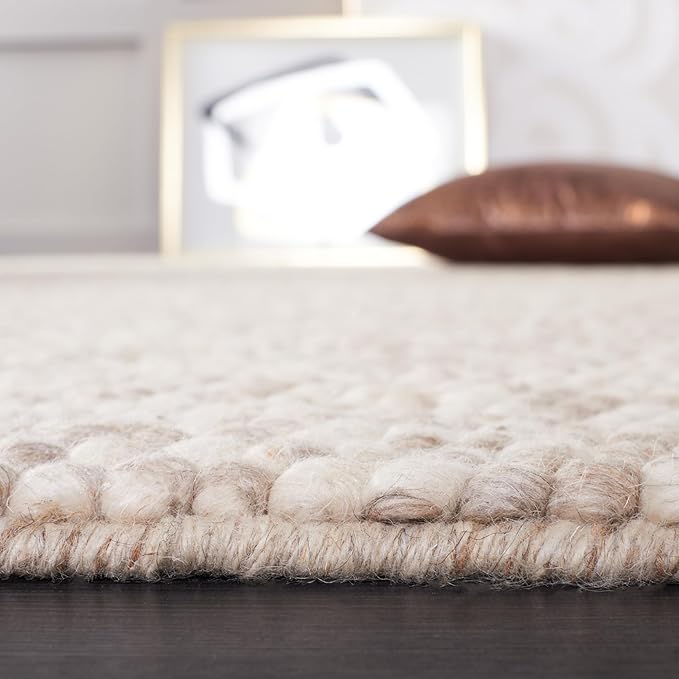 SAFAVIEH Natura Collection Runner Rug - 2' x 12', Beige, Handmade Wool Blend, Textured Design, Ideal for Hallway, Bedroom, Foyer (NAT620B)