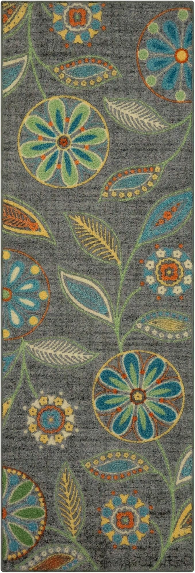 Maples Rugs Reggie Floral Runner Rug Non Slip Hallway Entry Carpet [Made in USA], Multi, 2 x 6