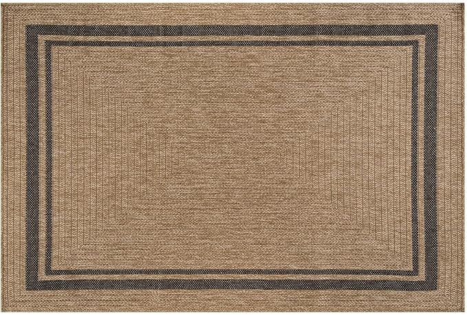 Beverly Rug Easy Jute Bordered Entry Rug 2x3 Washable Durable Indoor Outdoor Area Rugs for Living Dining Room Patio Office Stain Resistant Non Shedding Casual Indoor Outside Carpet 2 x 3 Natural