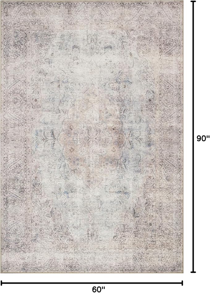 Loloi Loren Collection LQ-04 Silver/Slate 5'-0" x 7'-6" Area Rug