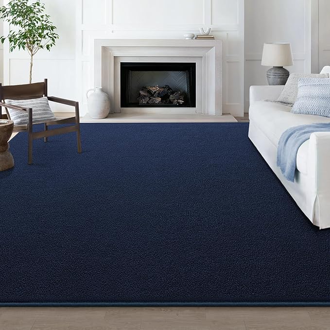 Area Rugs for Bedroom Living Room, Navy Blue 4x6 Thickened Memory Foam Washable Rugs, Modern Non-Slip Ultra Soft Minimalist Solid Indoor Carpets for Boys Girls Nursery Room Décor