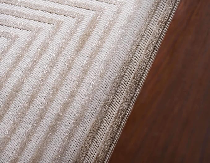 Unique Loom Sabrina Soto Outdoor Collection Geometric, Modern, Vibrant, Carved Area Rug (4' 0 x 6' 0 Rectangular, Beige)