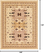 Unique Loom Taftan Collection Border Geometric Tribal Inspired Design Area Rug (9' 0 x 12' 0 Rectangular, Ivory/ Tan)