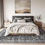 Washable Rug 9x12,Boho Vintage Oriental Washable Rugs,Collapsible Area Rug for Bedroom, Entryway, Kitchen, Bathroom