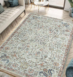 Keen Home Design 6x9 Rug - Machine Washable Area Rug with Non-Slip Backing, Ideal for Living Room, Dining Room, Bedroom - Vintage, Easy Clean, Durable, Low Pile Rug - (6' x 9')