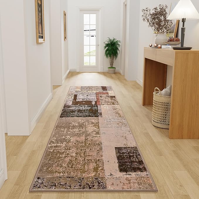 LOCHAS Washable Runner Rugs for Hallway, 2x6 Non Sip Soft Rug for Bedroom Entryway Kitchen Laundry Room, Long Abstract Carpet for Indoor Floor Bedside, Geometric Vintage Home Decor, Pet & kid Friendly