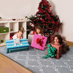 Amearea Fluffy Indoor Trellis Rug, Soft Moroccan Home Rugs for Bedroom, Shag Modern Area Rug for Living Room Kids Room Nursery, Easy Clean, Home Decor Low Pile Carpet, Light Grey 4x6 Feet