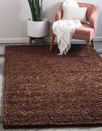 Unique Loom Solid Shag Collection Area Rug (8' x 11' Rectangle, Chocolate Brown)