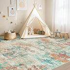 6x9 Christmas Area Rug Living Room Rugs - Washable Neutral Modern Abstract Soft Thin Large Rug Indoor Floor No Slip Rug Carpet for Bedroom Under Dining Table Home Office Decor - Colorful